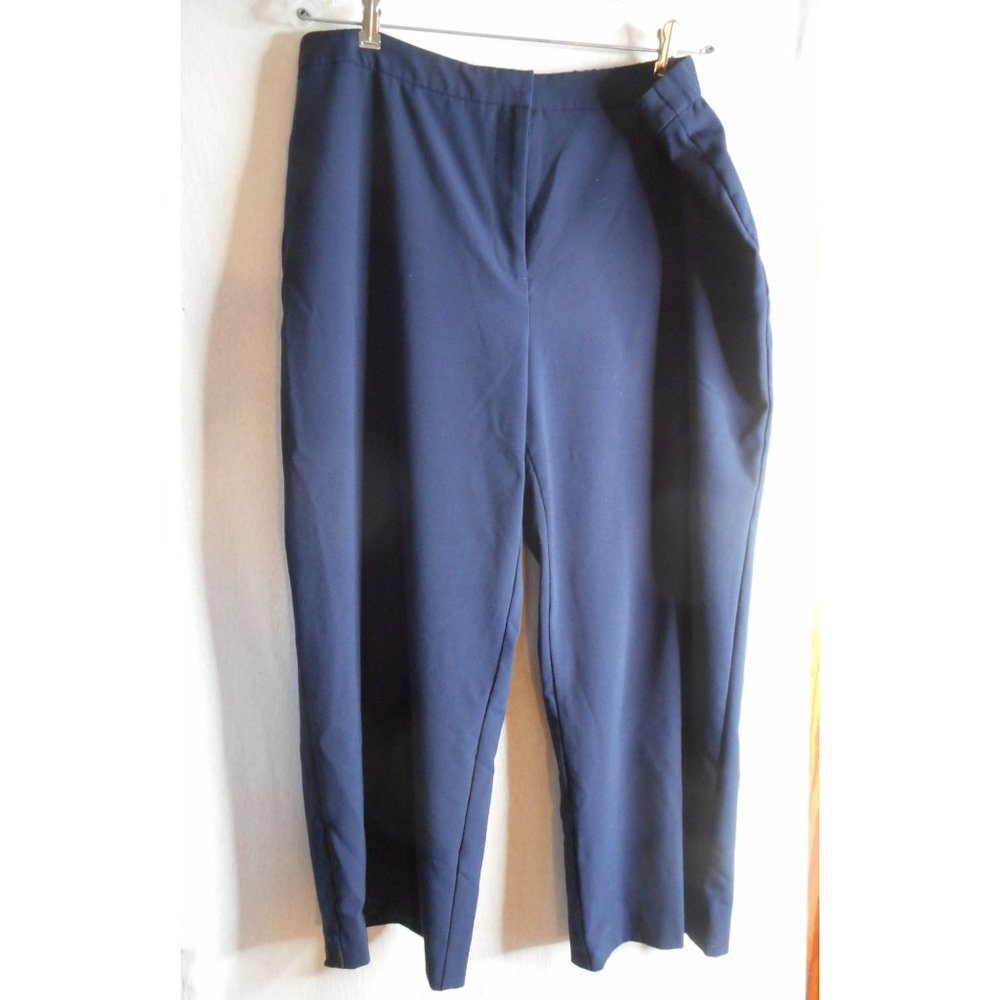 QVC Susan Graver Women's Pants Sz 20W Chelsea Stretch Wide Leg Crop Blue A288671